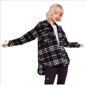 Nasty Gal Black and White Plaid Shacket Size 8